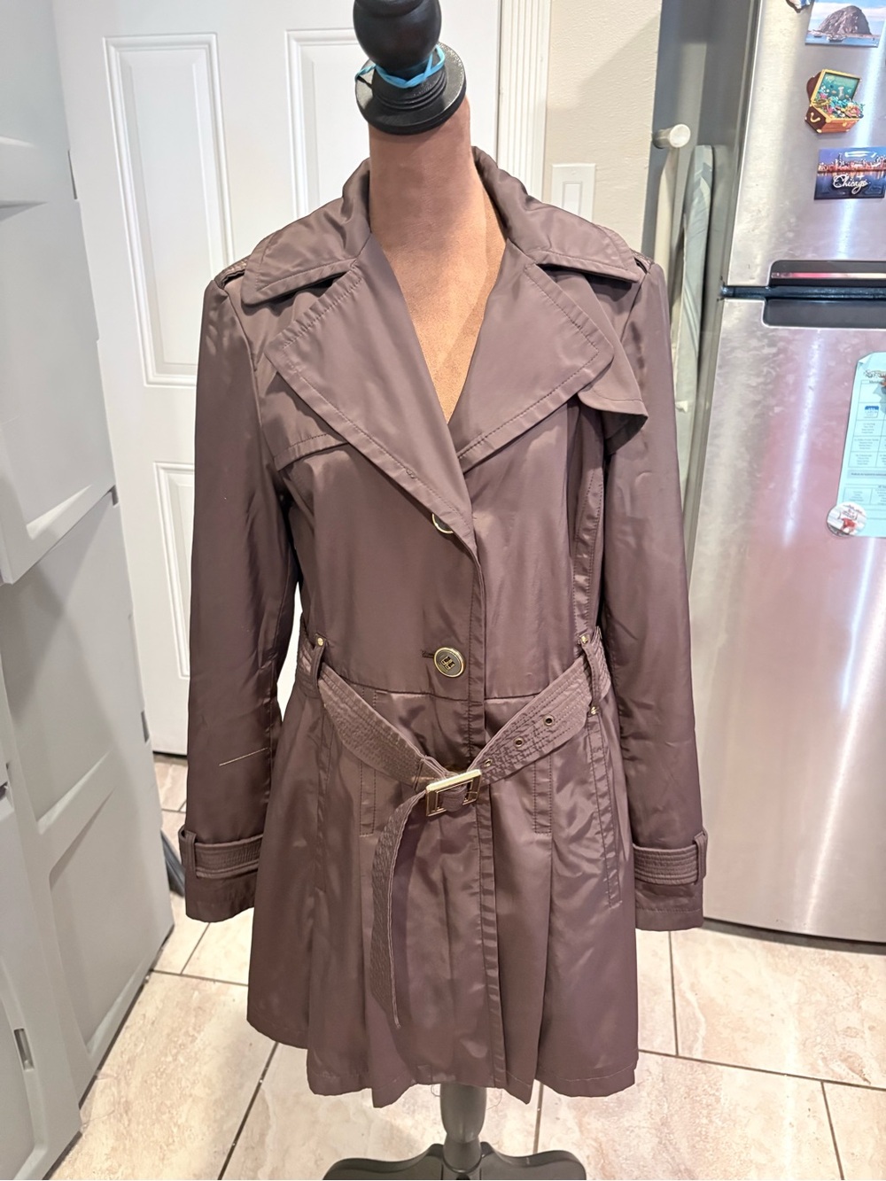 Kenneth Cole New York Brown Taupe Trench Coat with Belt